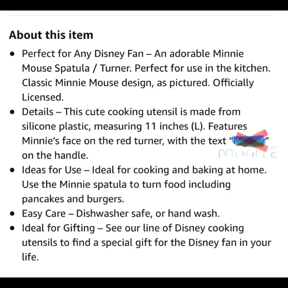 Disney Minnie Mouse Blue Pancake Turner Spatula BRAND NEW
